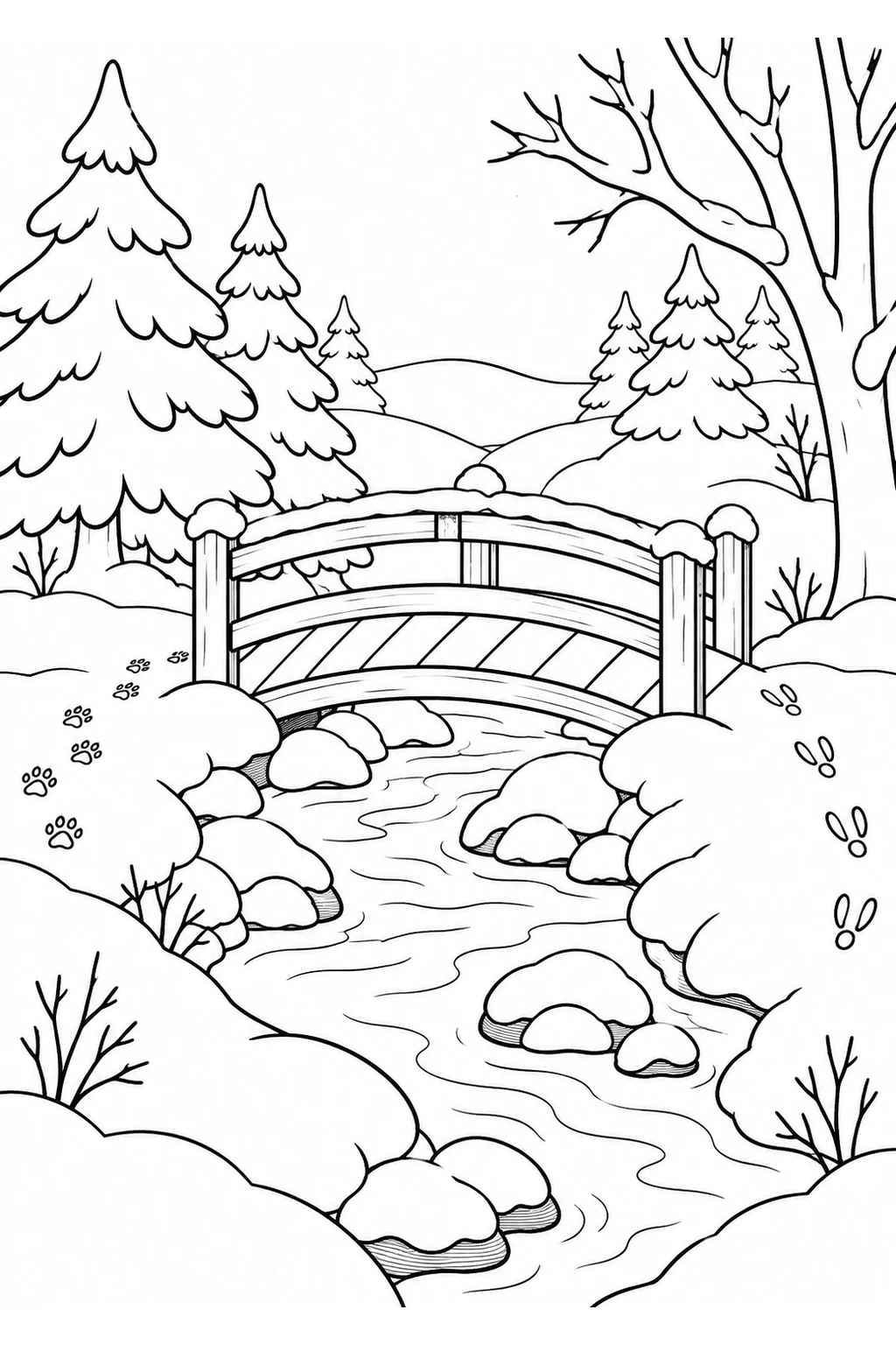 Winterliche Waldbrücke