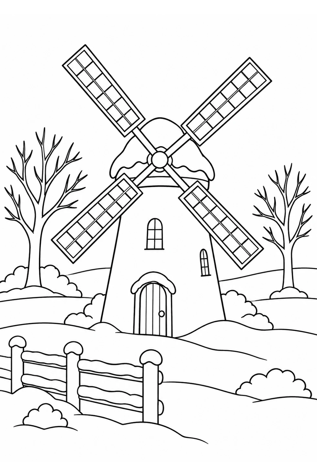 Winterliche Windmühle