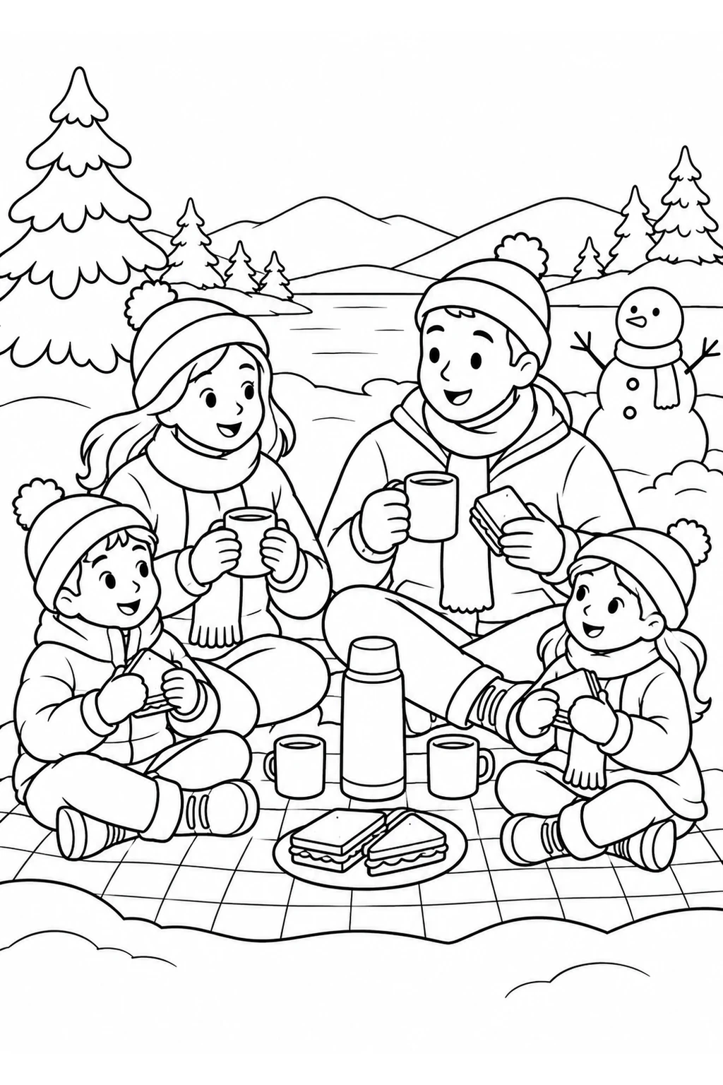 Winterpicknick mit Thermoskanne