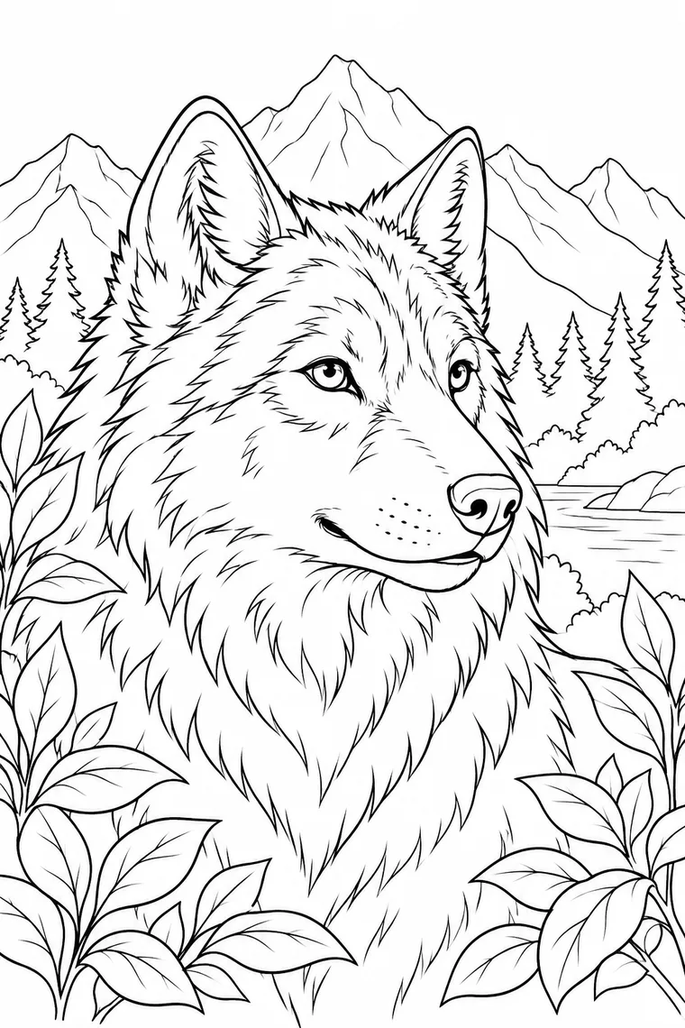 Detailreicher Wolfskopf