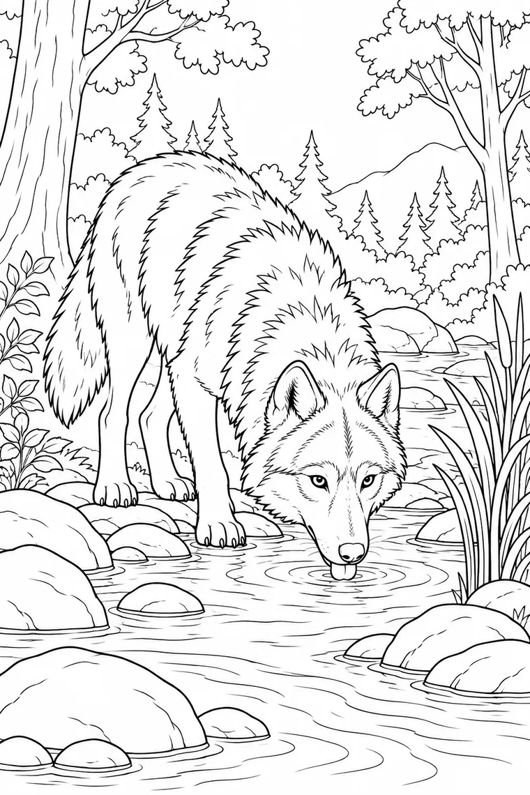 Wolf am Bach