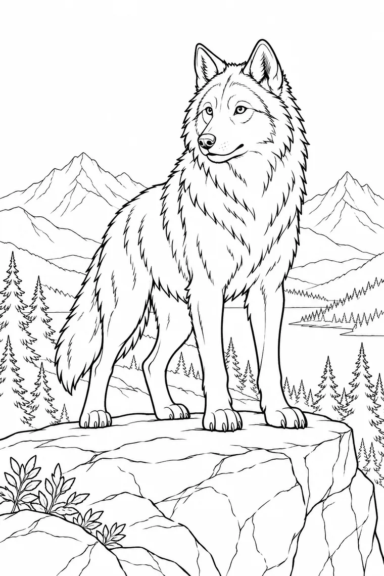 Wolf auf einem Felsen