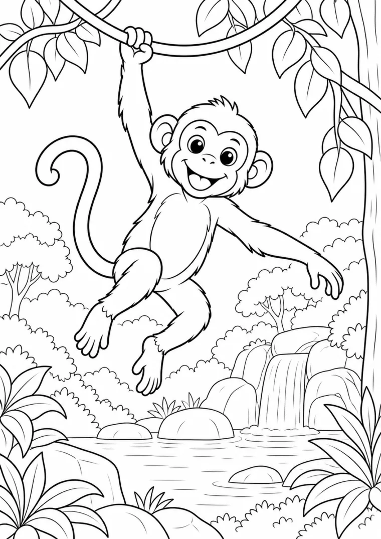Affe an der Liane