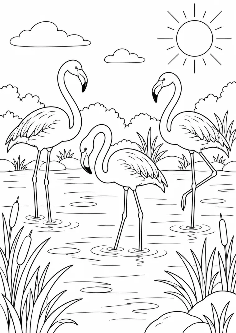 Flamingos im Wasser
