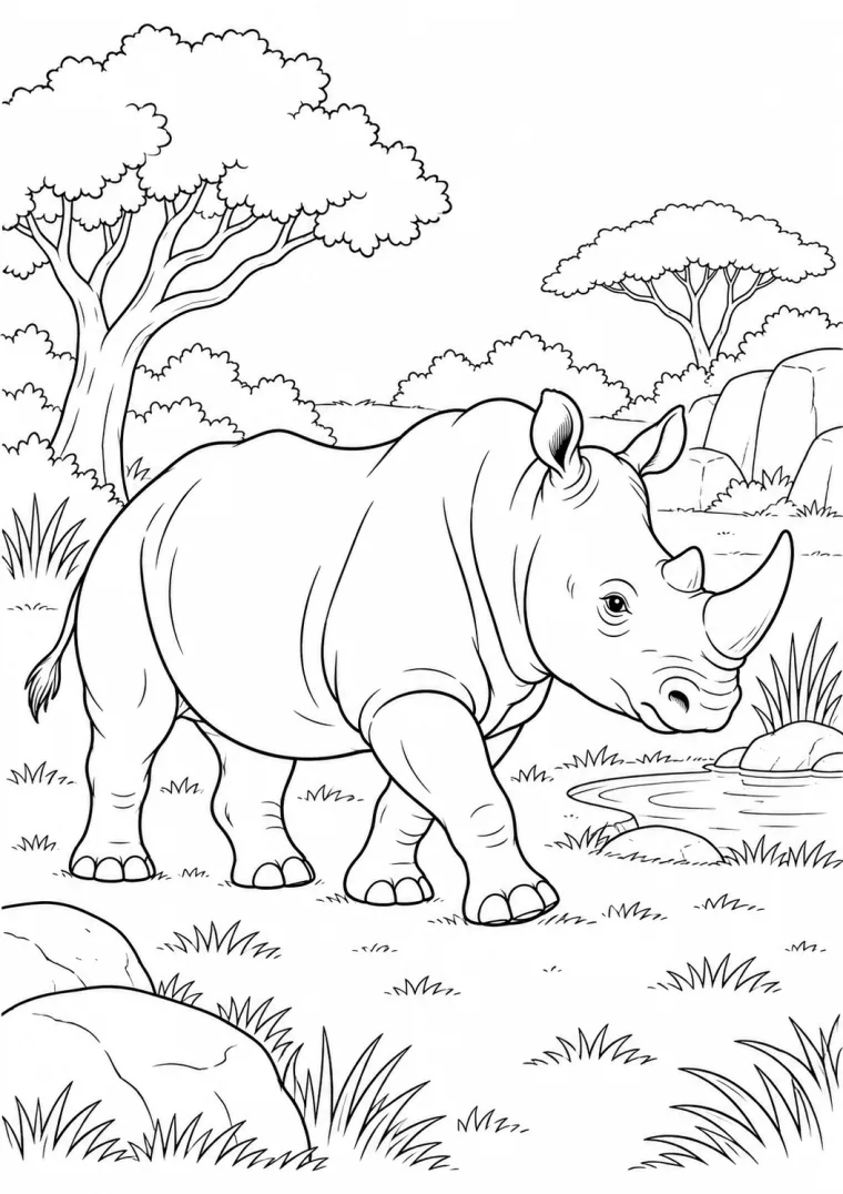 Nashorn im Freigehege