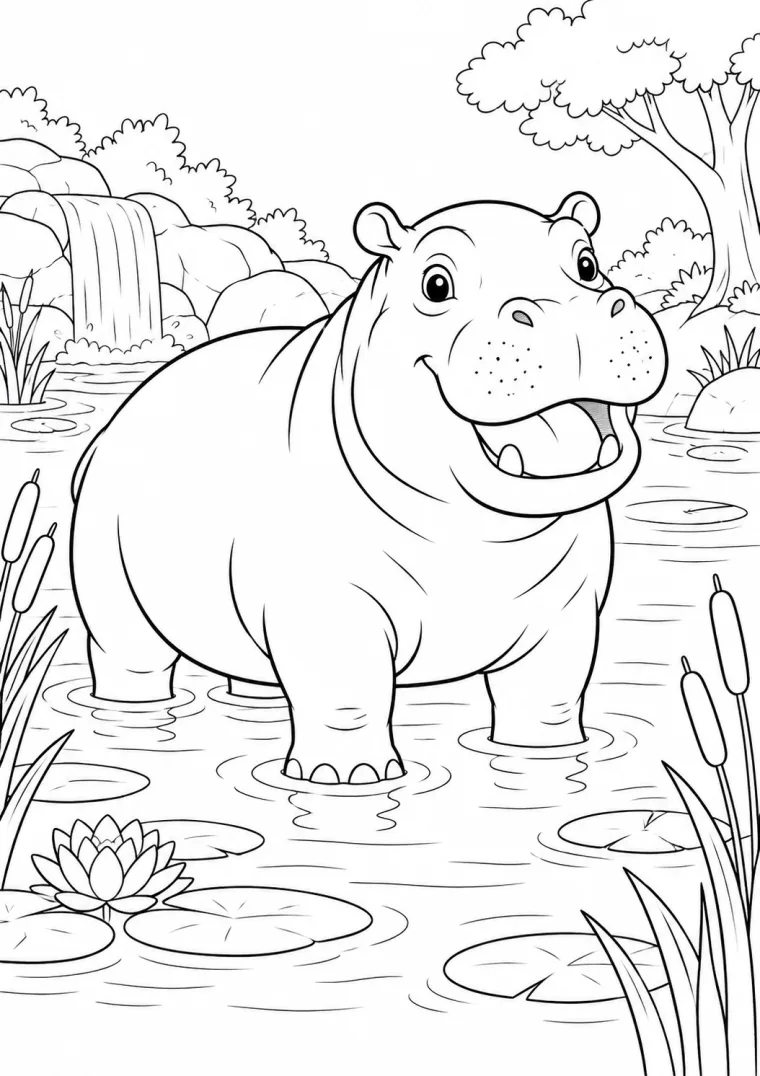 Nilpferd im Teich