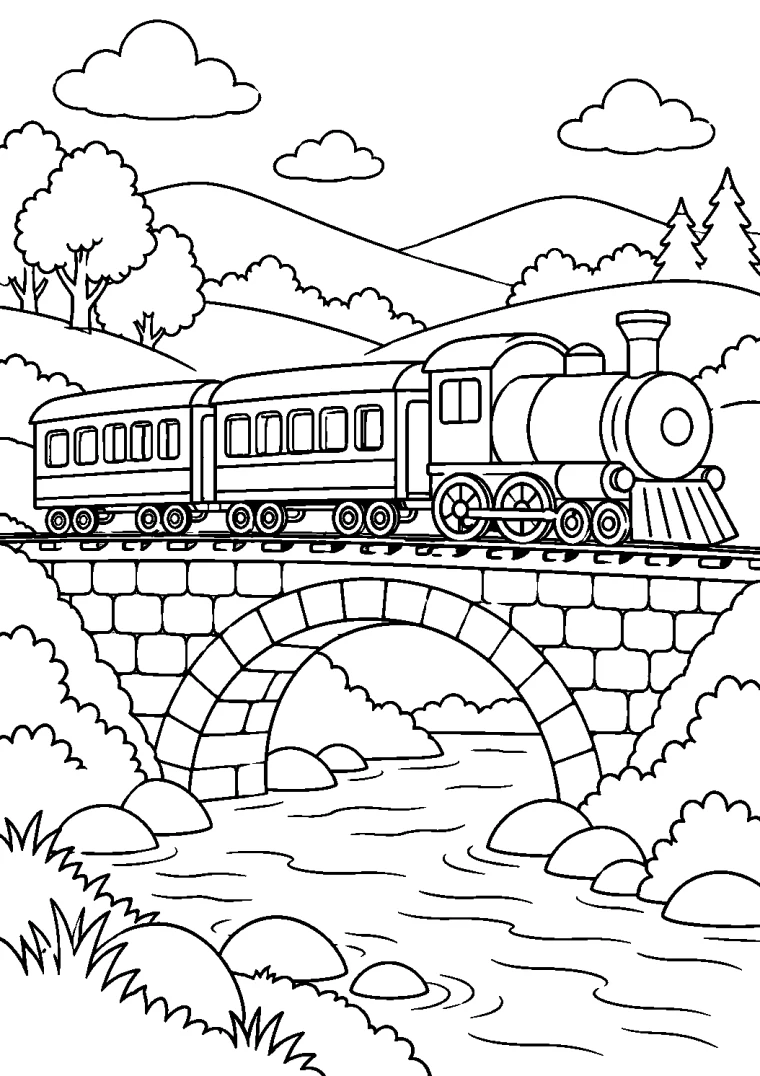 Dampfzug auf der Steinbrücke