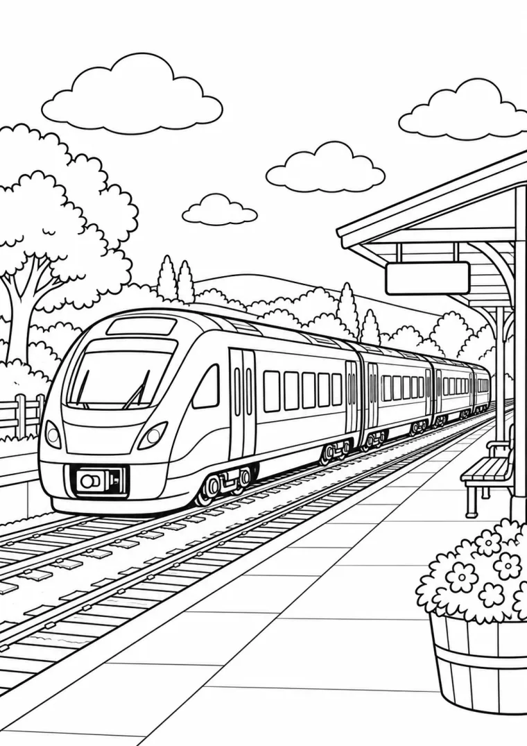 Personenzug am Bahnhof